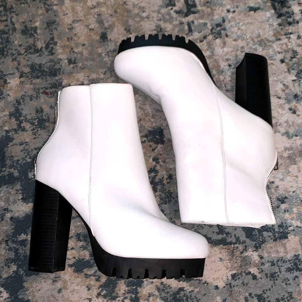 White heeled boots